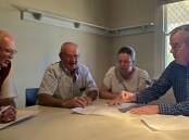 Member for the Agricultural Region, Steve Martin, (right), met with long-term harness racing industry experts Tim Blee (left), Warren Robinson and Narrogin Racing manager Cathi Trefort.
