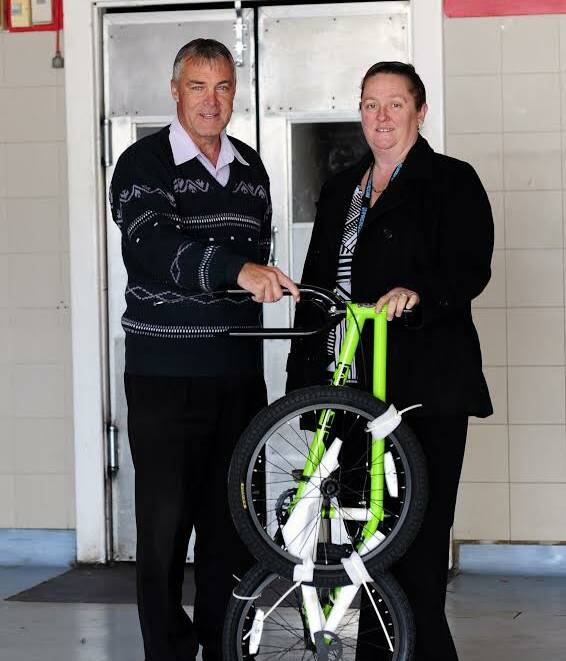 Bike: Northam Shire president Steven Pollard with Anita Goodwin from Stay Strong Australia. The new store will be open Wednesday to Sunday initially with the hope of extending the days of trading.