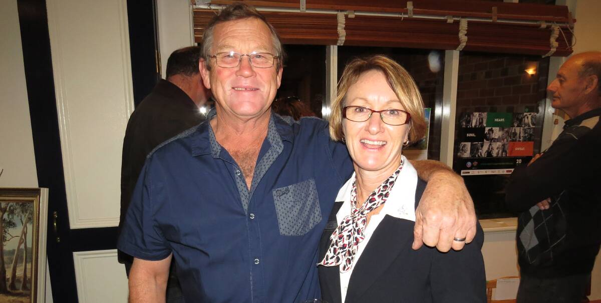 Smile: Lang Lefroy and Cindy Lefroy pictured together at Purslowe Tinetti Funerals last Friday evening. There was a pleasing turn-out.