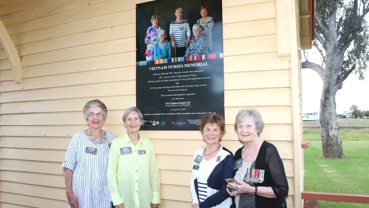 The four nurses present at the opening - Annie Sierakowski (RAANC, June 1969-1970), Bev Milner (RAAFNS and USAF, Jan 1969-1970), Janet Glasson (Civilian Surgical Team, October 1967-68), and Trish Ferguson (RAANC, February 1970-71). Picture: Sally Gall