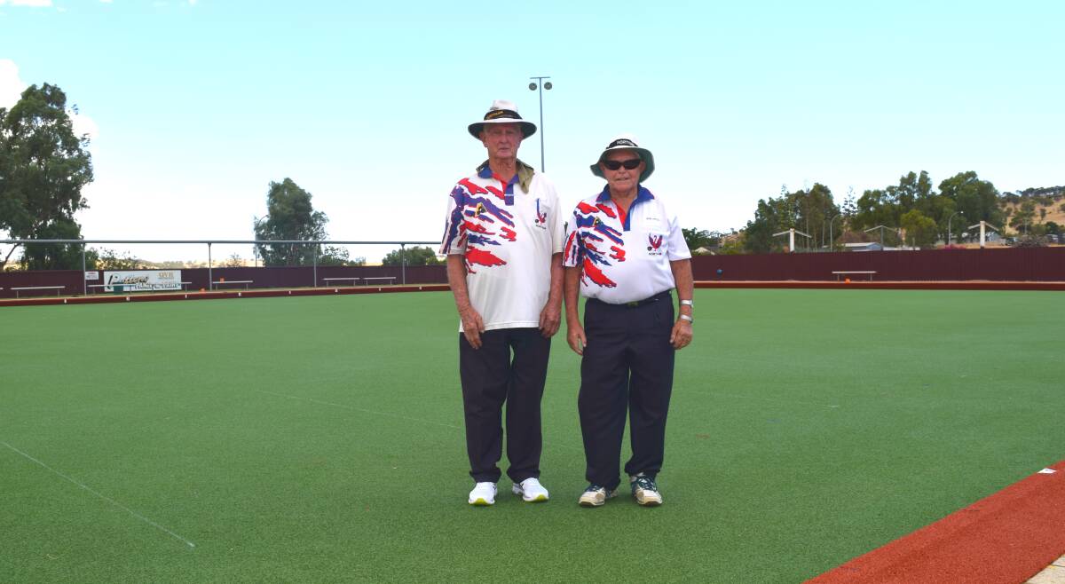 Northam Bowling Club vice president John Mitchell and groundsmen Ron Pitts are pleased with the new bowling green.