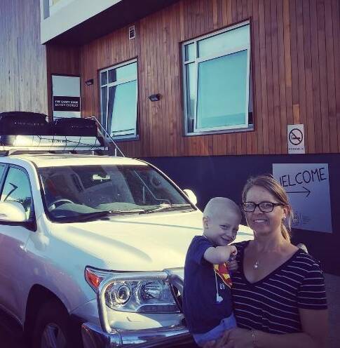 Thankful family: Kerin and Leo Baker, outside the Ronald McDonald Perth House, during Leo's treatments. 