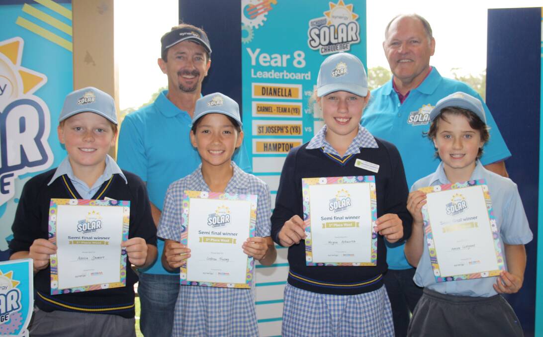 Proud students: The Year 6 team receiving their award for first place in the preliminary heat. Ashton Stewart, Saffron Truong, Meaghan Ashworth and Adrian Gargano.