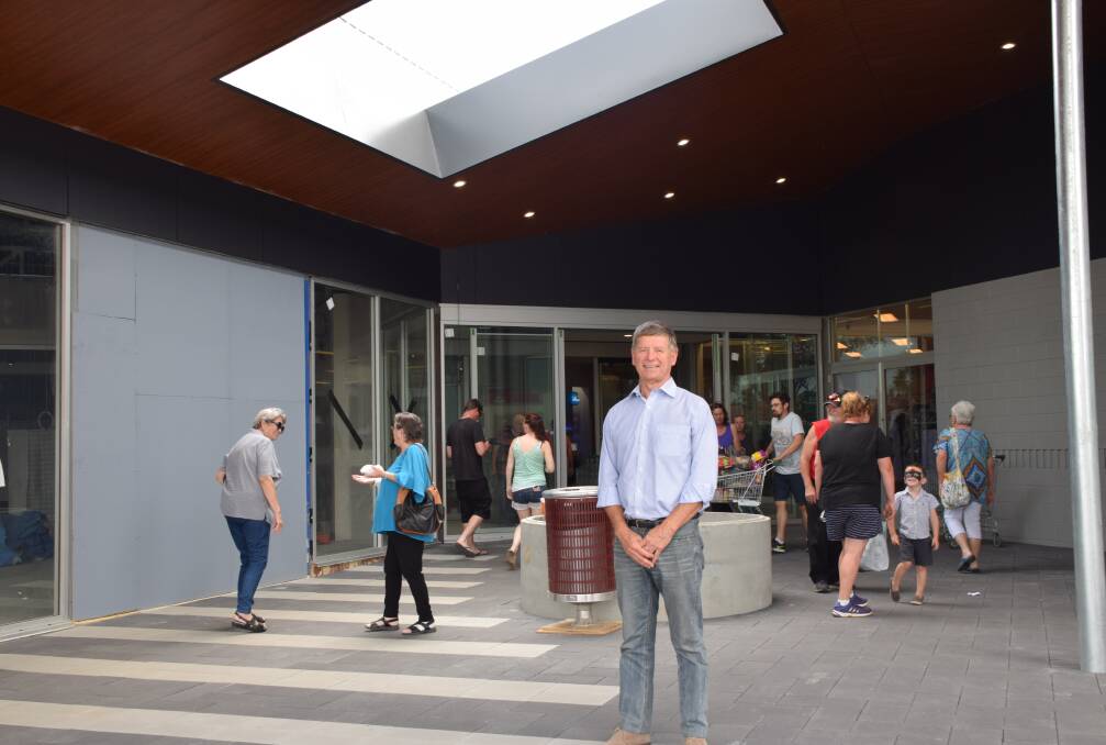 Perdaman general manager of property Gary Dreyer at a newly renovated entrance to the Northam Boulevard Shopping Centre, next to SportsPower and Target. 
