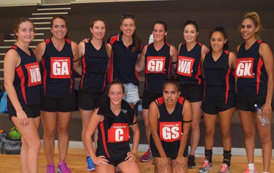 The Federals netball team happy with their huge win against Beverley on Sunday at the Northam Recreation Centre. 