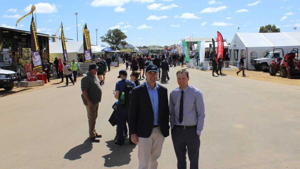 2016 Dowerin Field Days: Agriculture Minister Dean Nalder (left) with Dowerin Events Management chairman Michael Metcalf. 