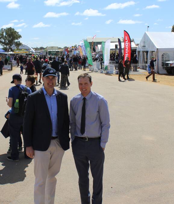 Agriculture Minister Dean Nalder (left) with Dowerin Events Management chairman Michael Metcalf after the opening last Wednesday. Good weather helped draw an even bigger crowd than last year.