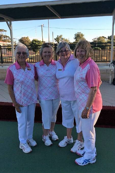 LADIES BOWLS CHAMPS: Tammin Gala Day winners from Northam Bowls Club, E.Higgs, J.Parker, G.Beazley and D.Glass.