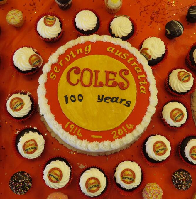 Centenary: The big Coles birthday cake.
