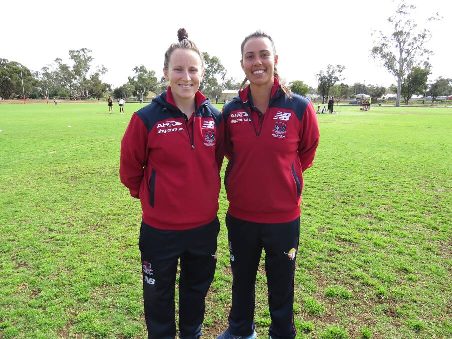 Visitors: Kara Donnellan and Kirby Bentley at Jubilee Oval last Wednesday morning.