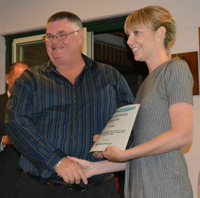 Smiling: Ted Bell from the Dandaragan Shire accepts the Supervisor Appreciation Award from MLA Mia Davies.