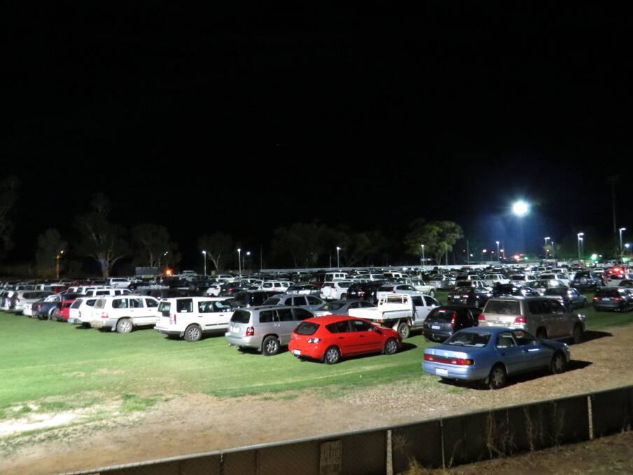 Jubliee Oval: Cars lined the oval last Saturday night.