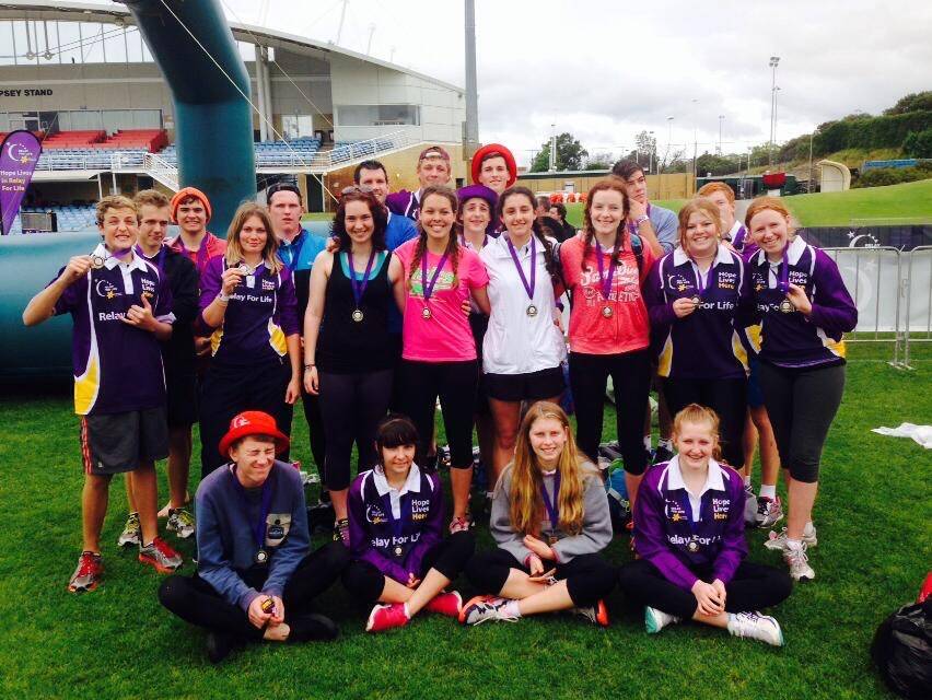 Good cause: The St Joseph's School Relay for Life team at the Joondalup Arena.