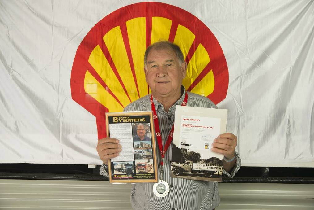 Keep on trucking: Inductee Barry Bywaters is inducted into the Shell Rimula Wall of Fame.