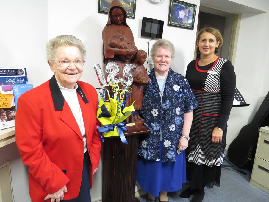 Welcome back: Sister Anne-Maries, who was a student at St Josephs Northam from 1936-1944, and part of the parish from 2001-2005, Sister Patrick who taught at St Joseph's Northam from 1972-74 and returned from 1994-95 with current principal Carmen Cox.