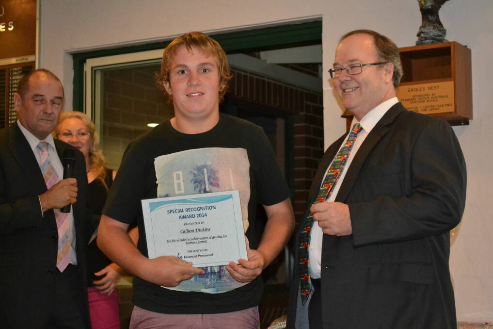 Standing proud: Callum Dickens from Dalwallinu was presented with a Client Appreciation Award by Dr Tony Mylius.