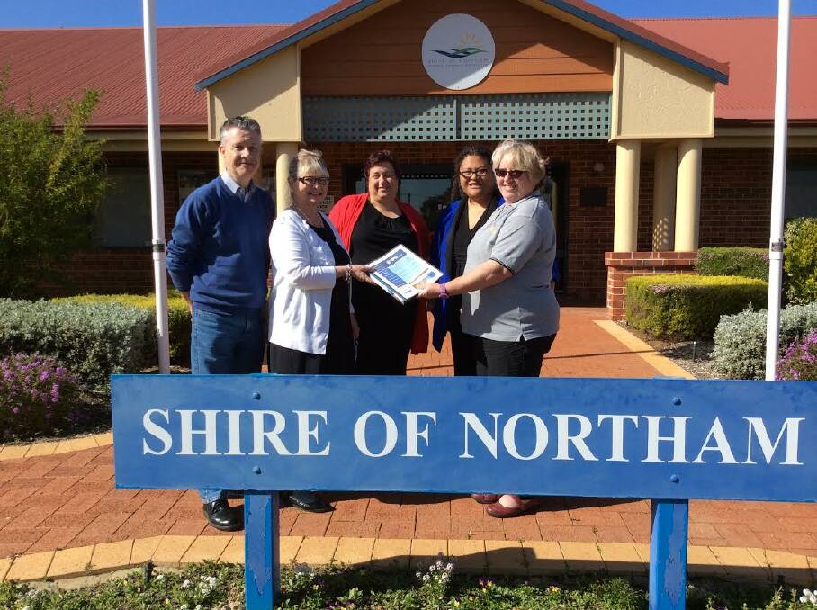 All clear: Max Employment's Colin McIntosh, Shire of Northam's Gill Mansfeild, Avon Youth chief executive Venessa Miler, Depment of Child Protection s Shirley Umu and Avon Youth's Wendy Meechan check all the health and safety details have been attended to for the expo next week.