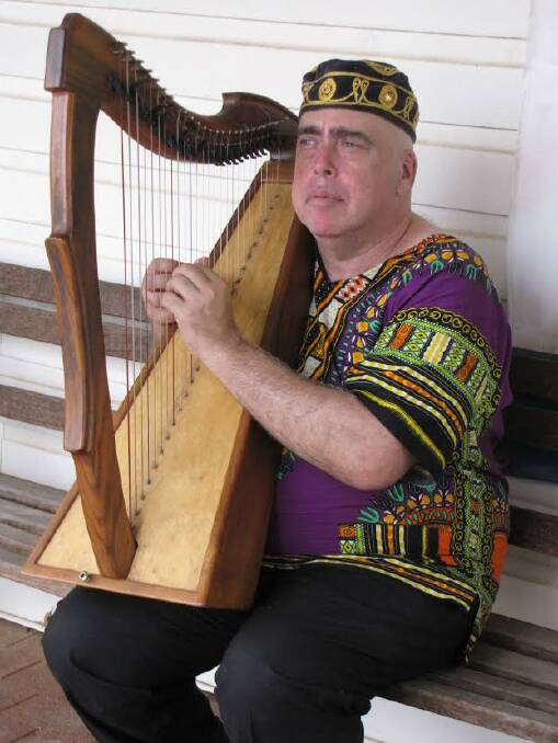 Music: Adam B Harris plays his harp.