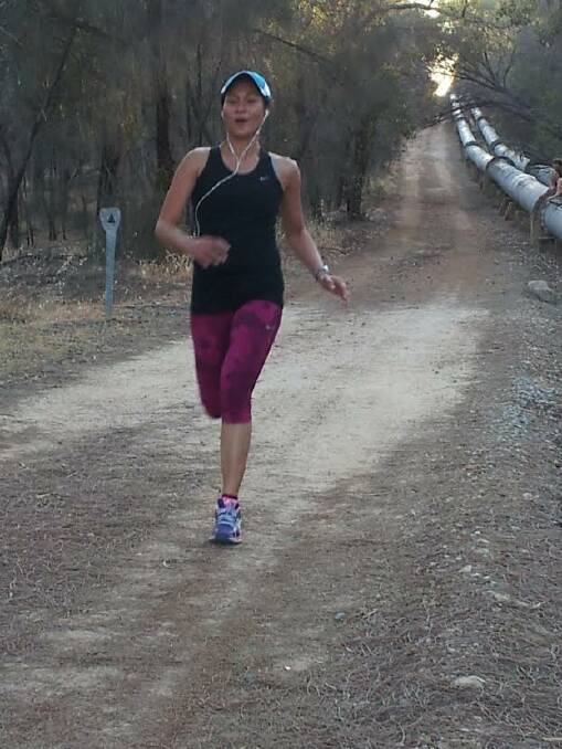 Run: Maria Matres finishing her five kilometres.