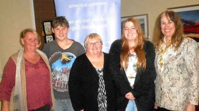 Visit: Mum Tricia with Tom Chrimes, Mum Megan with Morghan Breed, Rotary Northam
Youth director Christine Storer.