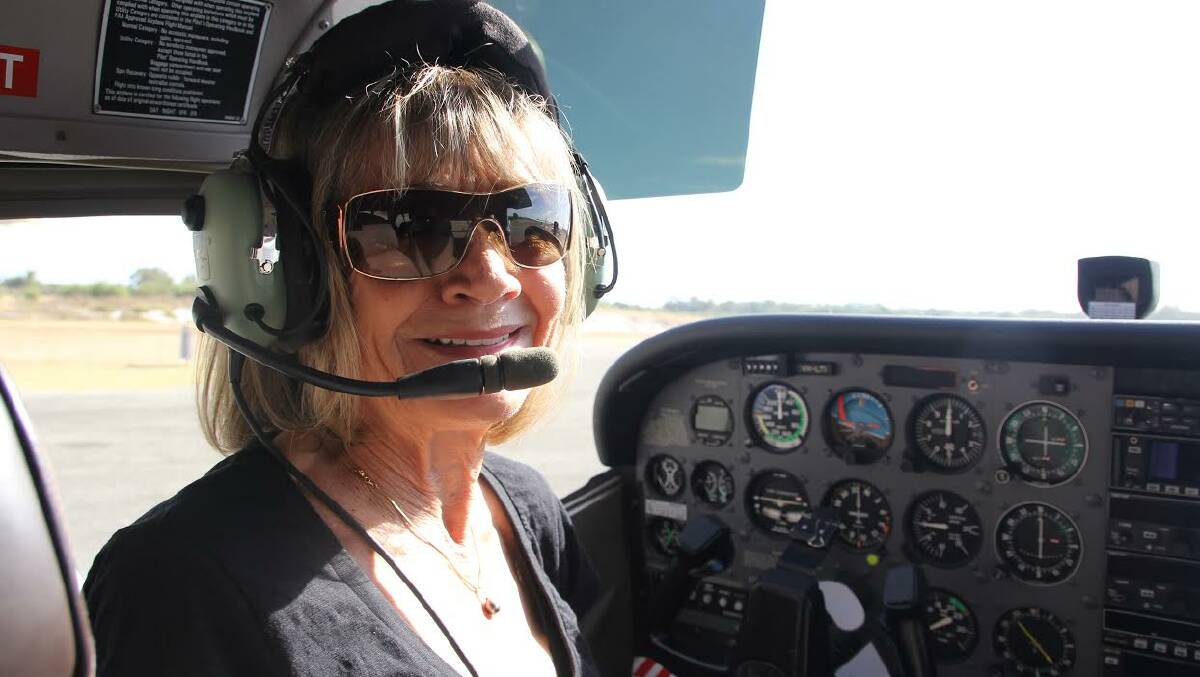 Pilot: Robyn Stewart inside a plane ready for takeoff.