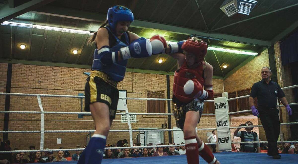 Top Muay Thai fighter: Kaitlyn George wins by technical knockout in the third round  becoming the club's first female winner. Photo: Brock Doe. 