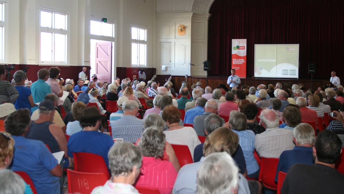 A full house inside the York Town Hall with SITA Australia’s Nial Stock at the front. 