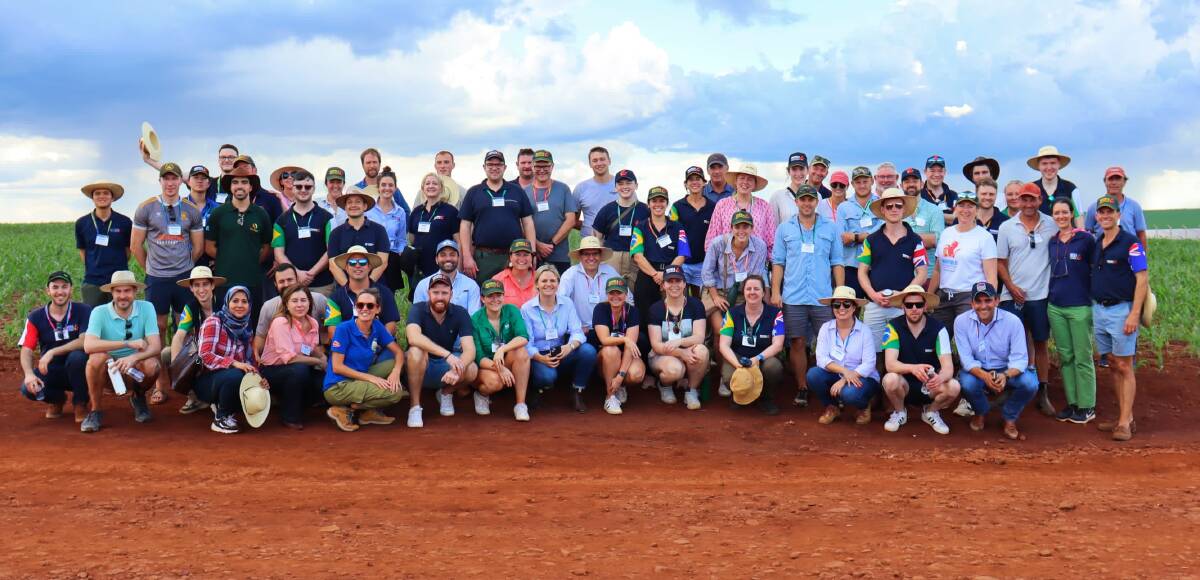 Some of the 2024 Nuffield Scholars exploring a cropping and dairy farm in Bonito, Mato Gross do Sul, Brazil.