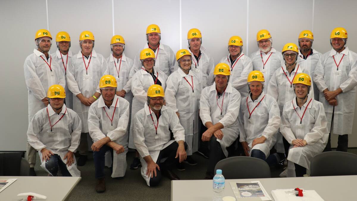  A group of growers set to tour the Nisshin flour mill. The company has a major focus on quality control and growers were not allowed to wear rings, watches or have anything in their pockets during the tour to ensure quality standards were maintained at the highest level.