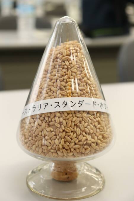 Australian wheat on display at the Nisshin Flour Mill, situated on the outskirts of Tokyo.
