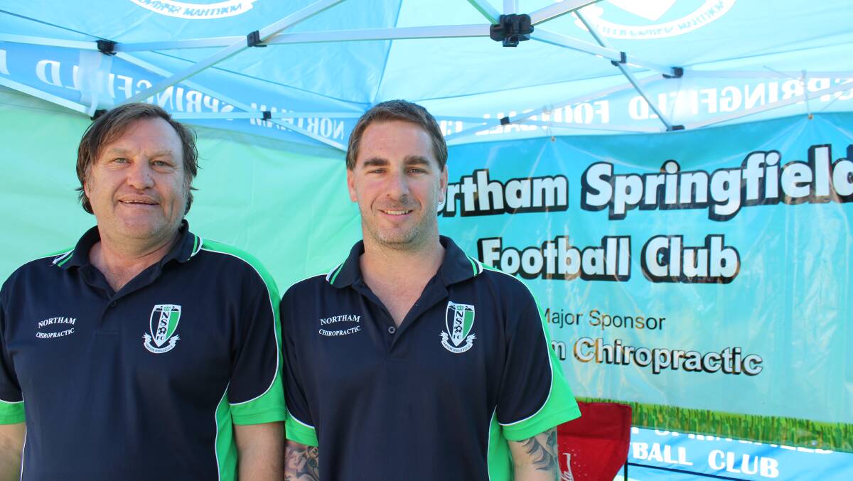 Joe Williams and Adam Miles from the Northam Springfield Football Club.