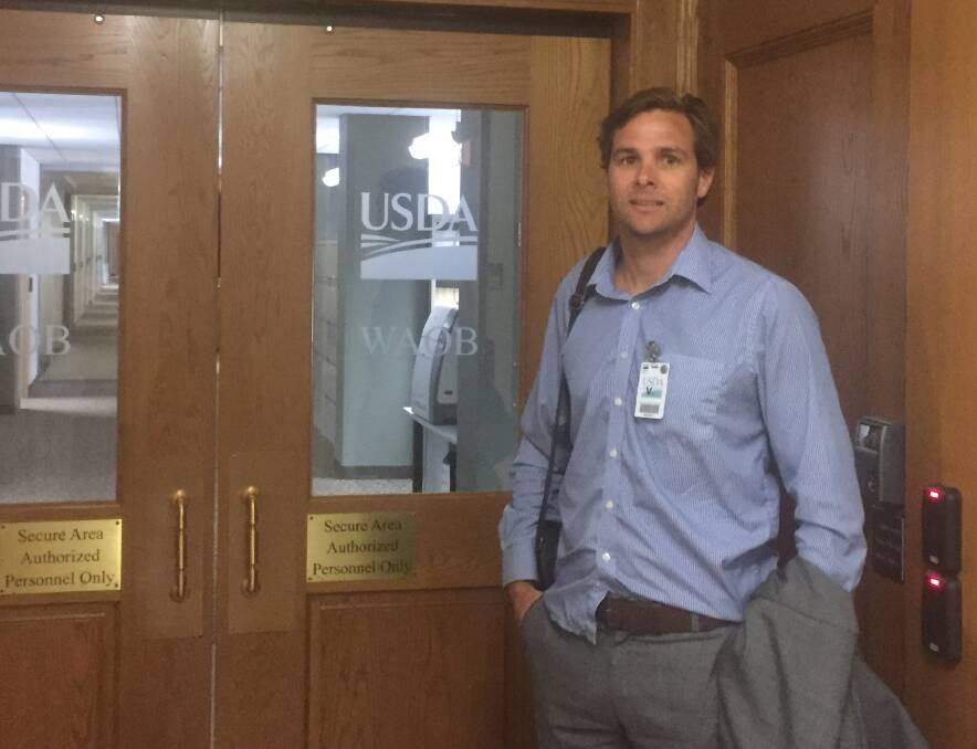 Grain marketer Jerome Critch at the US Department of Agriculture during an overseas trip to research his Nuffield Fellowship report which looked at how the Australian grain industry may combat future challenges.
