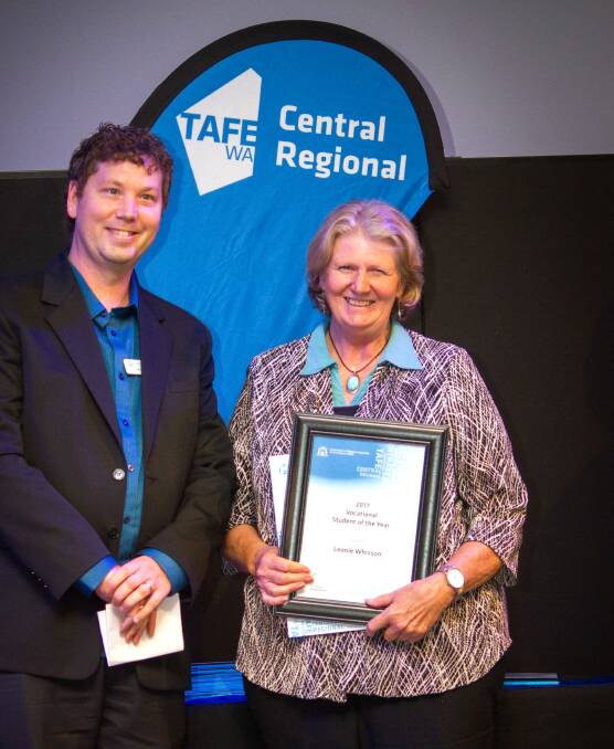 York District High School and Wundowie Primary School chaplain Leonie Whisson being presented her Vocational Award. 