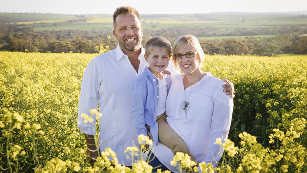Northam boy Darcy Dunkerton, with parents Glen and Christine, who will be helping out in fundraisers around town, raising money for cancer research. Image by Angie Roe. 