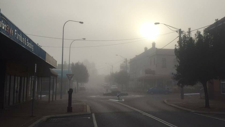 Fog in the early morning on Fitsgerald Street in Northam. 