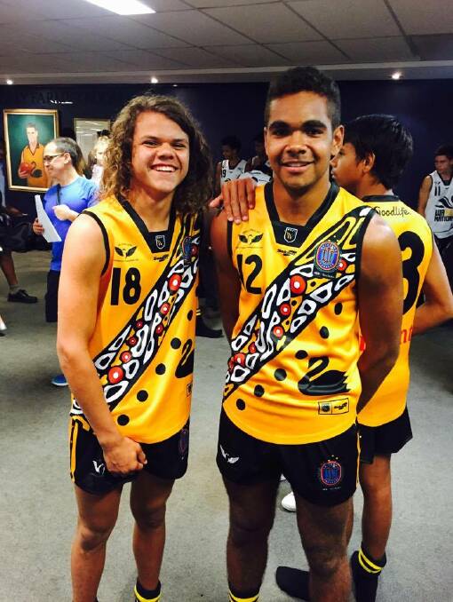 Proud players: Austin Riley and Jordan Kickett made the State KickStart football team and have just returned from the weekend competition held in Sydney.