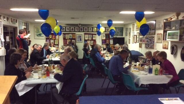 Northam Lions members and guests enjoying dinner on the annual Changeover evening, at the Northam Aero Club.  