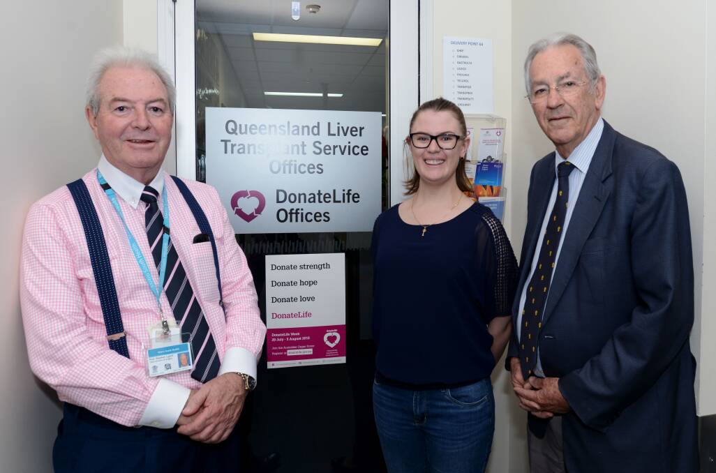 Professor Stephen Lynch, Lawren Staunton and Professor Russell Strong at the DonateLife Offices in Queensland. Photo: Supplied.