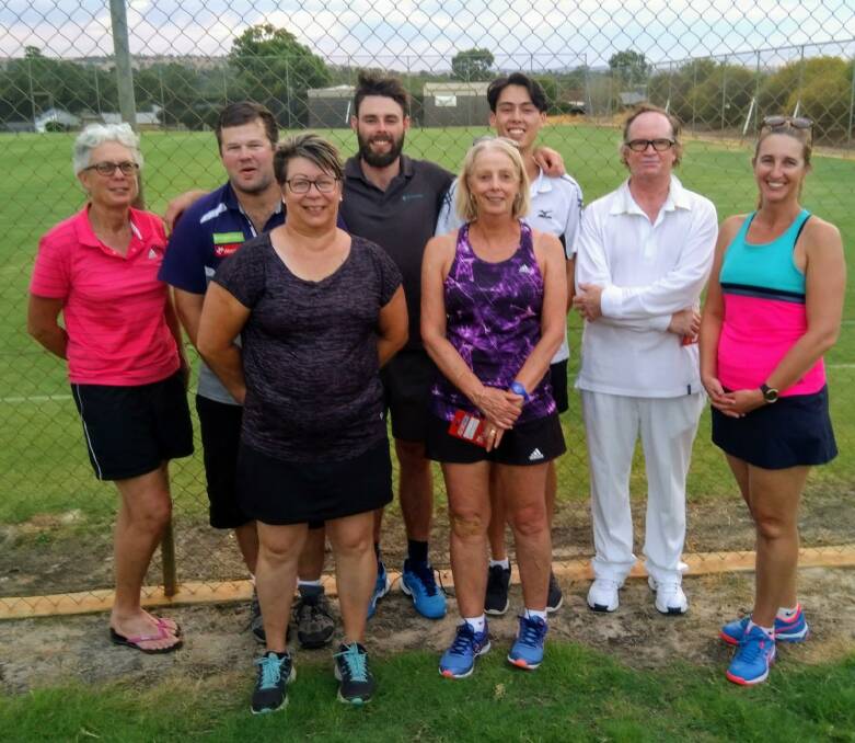 Champions: Lynne Tagliaferri, Reuben Thompson, Julie Smith, Michael Dwyer, Kellie Podmore, Ken Anderson, Luke Edmonds and Linda Rose contested the Northam doubles championships. Photo: Supplied.