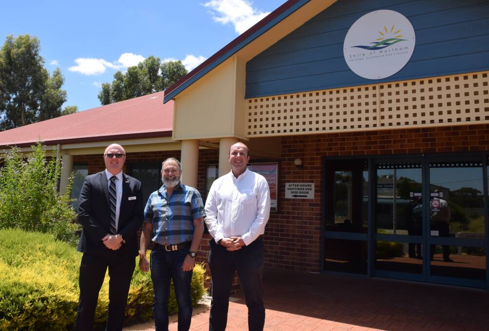 Northam Shire Vic President Michael Ryan, member for the Agricultural Region Rick Mazza and President Chris Antonio met at Council Chambers to discuss the closure of the Northam Residential College.