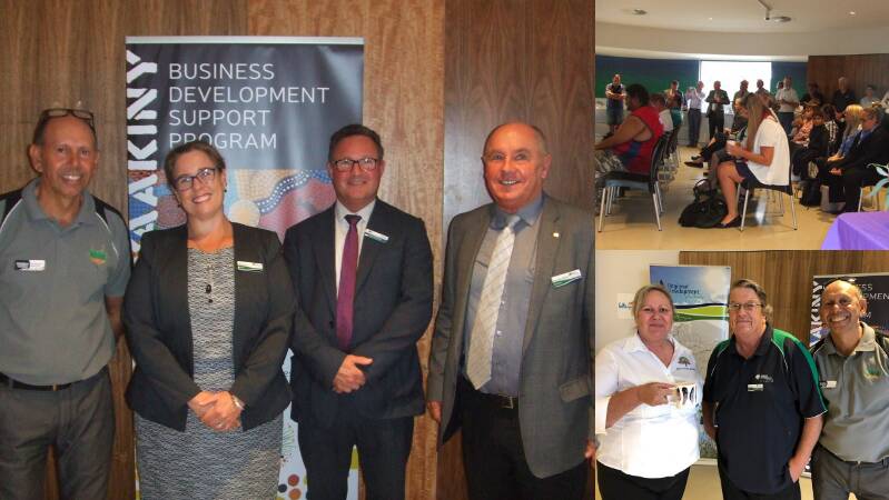 Business support: Moorditj Yaakiny project officer Robert Miles, RDA Wheatbelt director Mandy Walker, Department of Social Services assistant director Brian Mathewsand RDA Wheatbelt chair Tuck Waldron. Photo: Supplied.