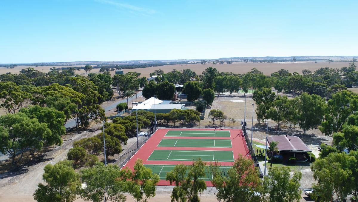 Facelift: The resurfaced courts at the Yerecoin Tennis Club were officially opened on Saturday, March 9 by Victoria Plains Shire President David Lovelock. Photo: Supplied.