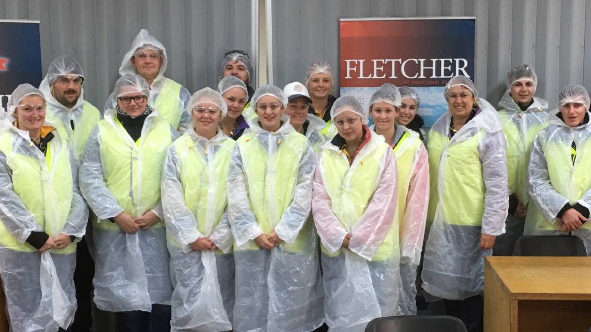 Members of the CSU Muresk 2018 tour to Queensland and New South Wales during a visit to Fletchers International and Grain at Dubbo. Photo: Supplied.