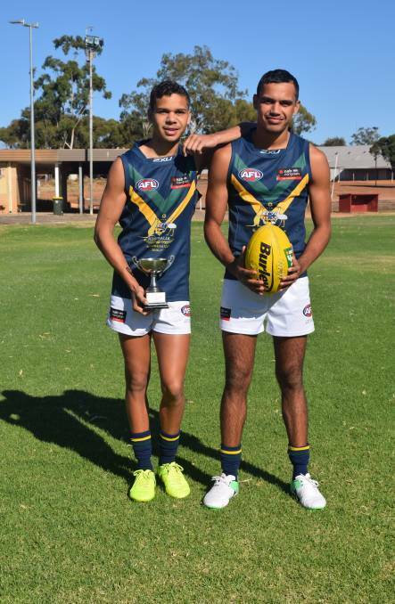 Cousins Ian 'Bobby' Hill and Sydney Stack (right) in 2017 who have had a crack at this year's AFL draft.