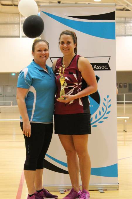 Top performer: Northam Netball Association 2017 Fairest and Best winner Lisa Williamson of Australs A collects her trophy. Photo: Supplied.