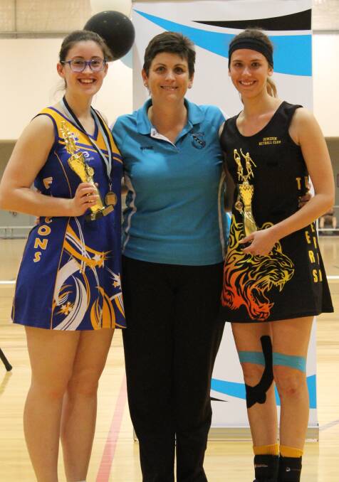 SENIOR 3: Fairest and Best Joint Winners for the 2017 season - Nyree Anderson of Dowerin and Monica Elliott of Falcons 2. Photo: supplied.