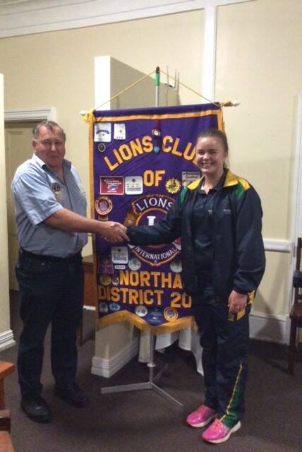 Congratulations: Lions Club of Northam president Wayne Morgan with Molly Dickson. Photo: supplied.