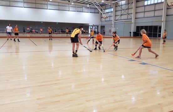 Action: Northam Indoor Hockey players during a 2018 match. Photo: Supplied.