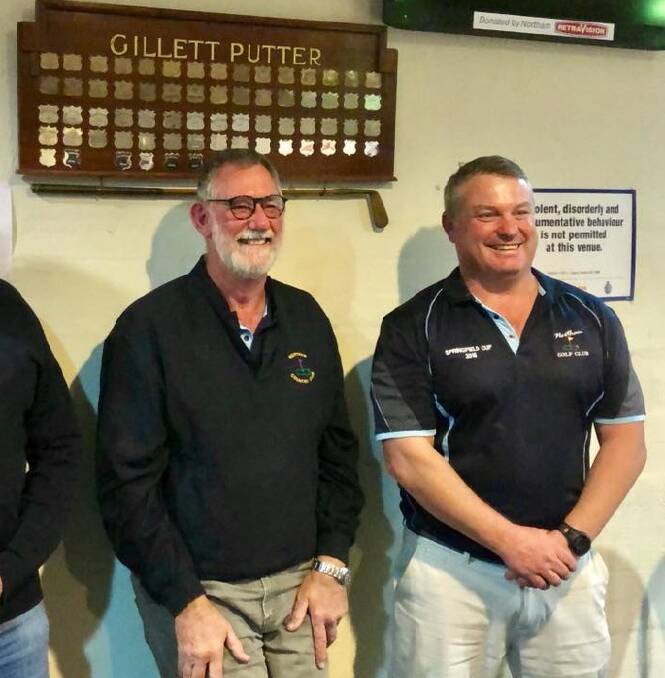 Top golfers: Winner of the Gillett Putter Max Hubble, with runner-up and club captain Chad Hunt. Photo: supplied.