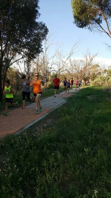 On the run: Running Club members enjoying the lush green surrounds on their Mill Run last Thursday. Photo: supplied.